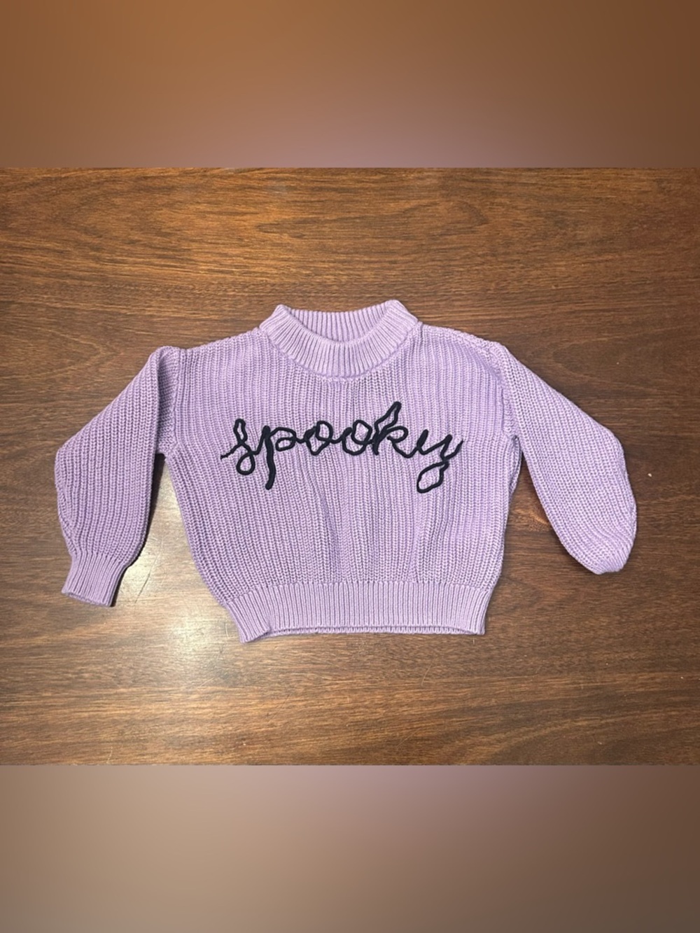 Old Navy Lavender Knit Sweater with 'Spooky' Script